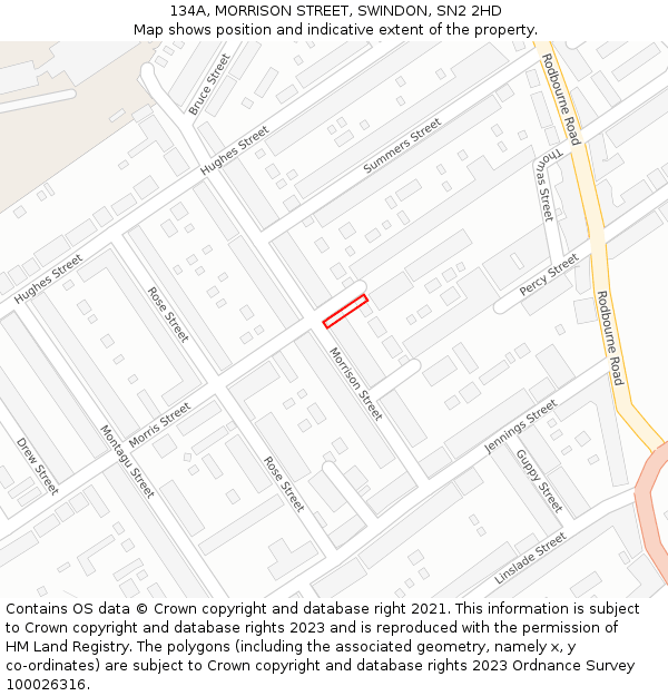 134A, MORRISON STREET, SWINDON, SN2 2HD: Location map and indicative extent of plot
