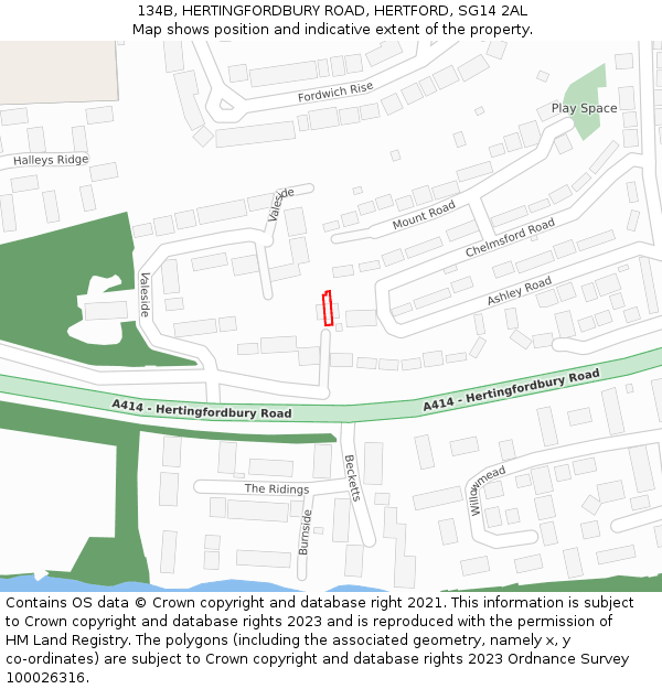 134B, HERTINGFORDBURY ROAD, HERTFORD, SG14 2AL: Location map and indicative extent of plot