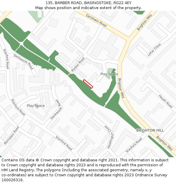 135, BARBER ROAD, BASINGSTOKE, RG22 4EY: Location map and indicative extent of plot