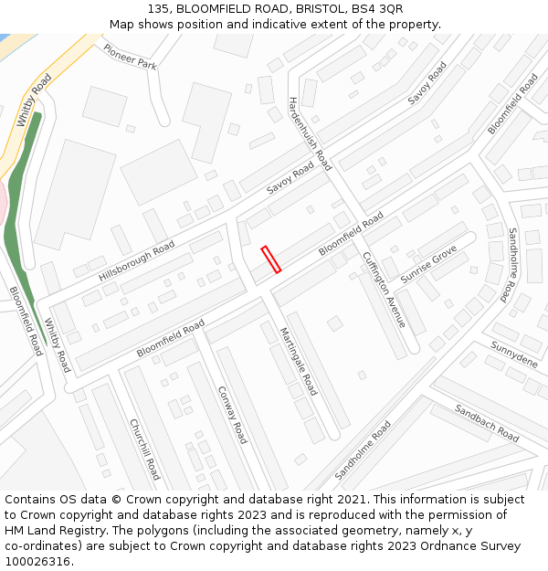 135, BLOOMFIELD ROAD, BRISTOL, BS4 3QR: Location map and indicative extent of plot