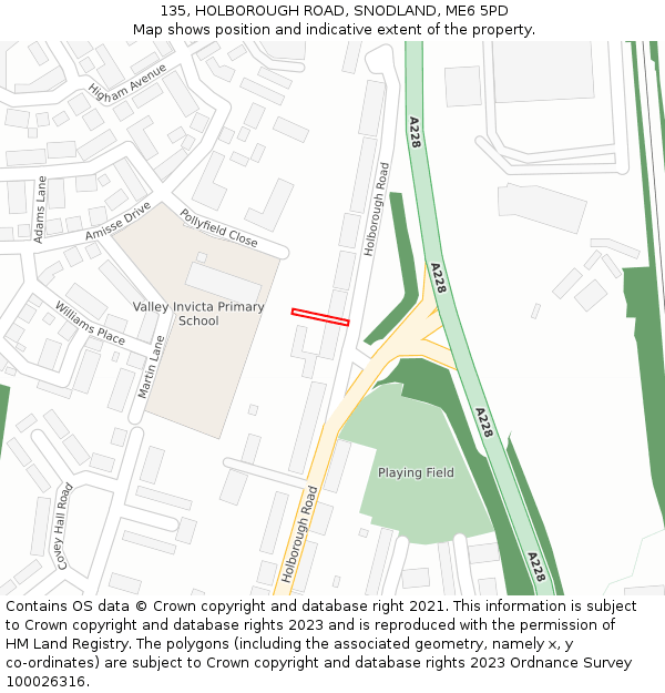 135, HOLBOROUGH ROAD, SNODLAND, ME6 5PD: Location map and indicative extent of plot