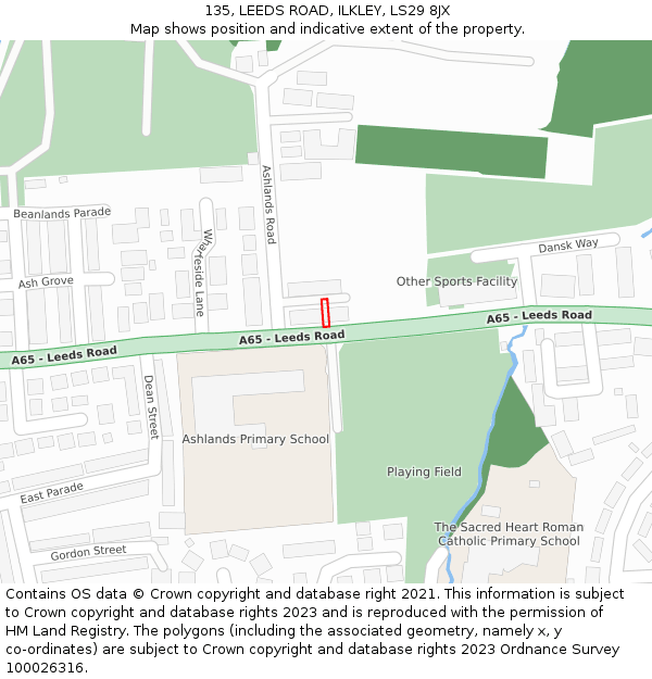 135, LEEDS ROAD, ILKLEY, LS29 8JX: Location map and indicative extent of plot