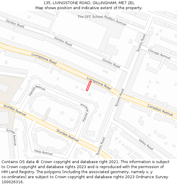 135, LIVINGSTONE ROAD, GILLINGHAM, ME7 2EL: Location map and indicative extent of plot