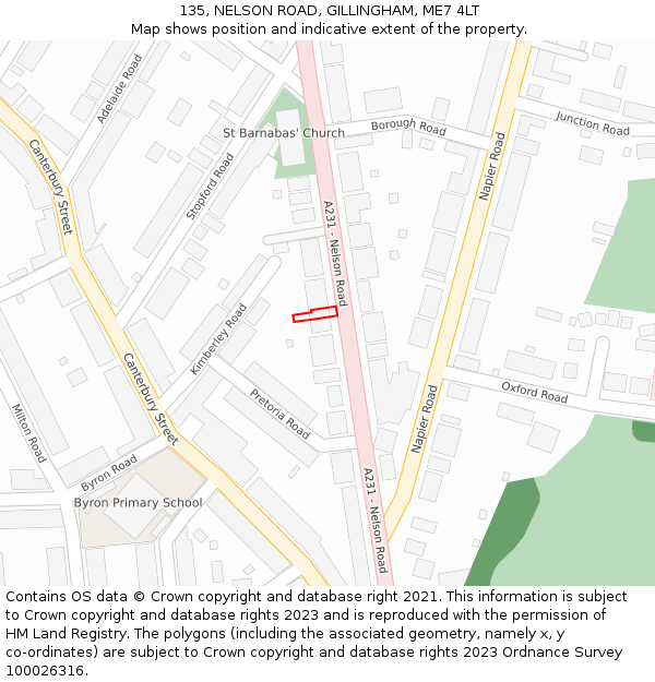 135, NELSON ROAD, GILLINGHAM, ME7 4LT: Location map and indicative extent of plot