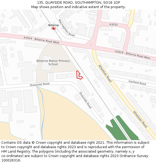 135, QUAYSIDE ROAD, SOUTHAMPTON, SO18 1DP: Location map and indicative extent of plot
