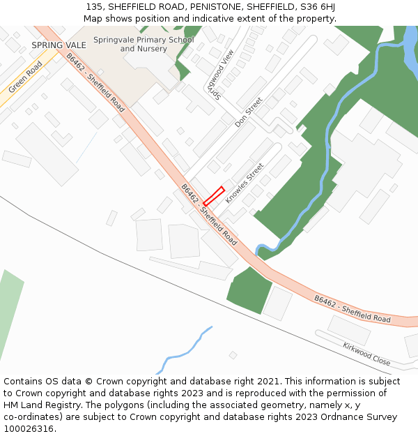 135, SHEFFIELD ROAD, PENISTONE, SHEFFIELD, S36 6HJ: Location map and indicative extent of plot