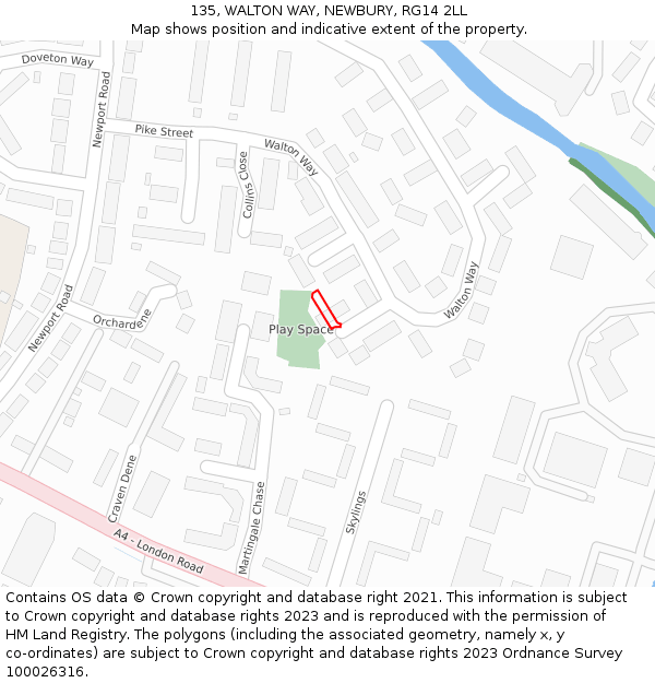 135, WALTON WAY, NEWBURY, RG14 2LL: Location map and indicative extent of plot