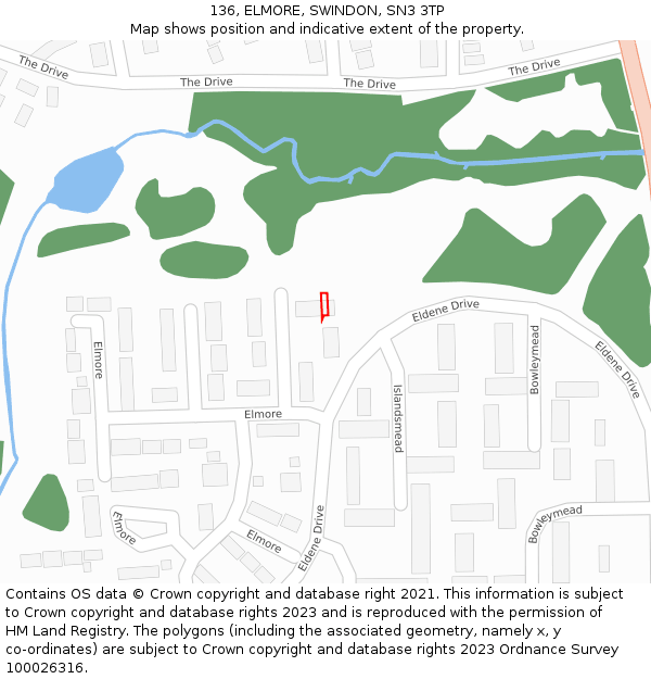 136, ELMORE, SWINDON, SN3 3TP: Location map and indicative extent of plot