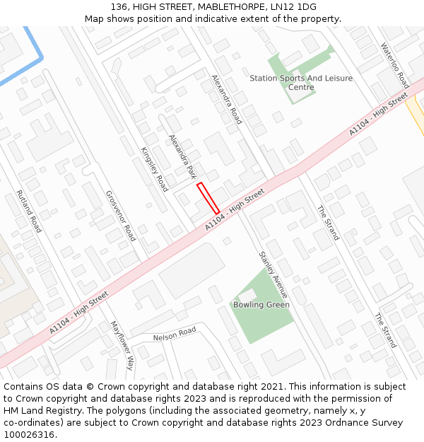 136, HIGH STREET, MABLETHORPE, LN12 1DG: Location map and indicative extent of plot