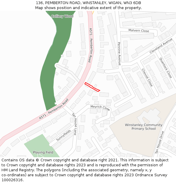 136, PEMBERTON ROAD, WINSTANLEY, WIGAN, WN3 6DB: Location map and indicative extent of plot