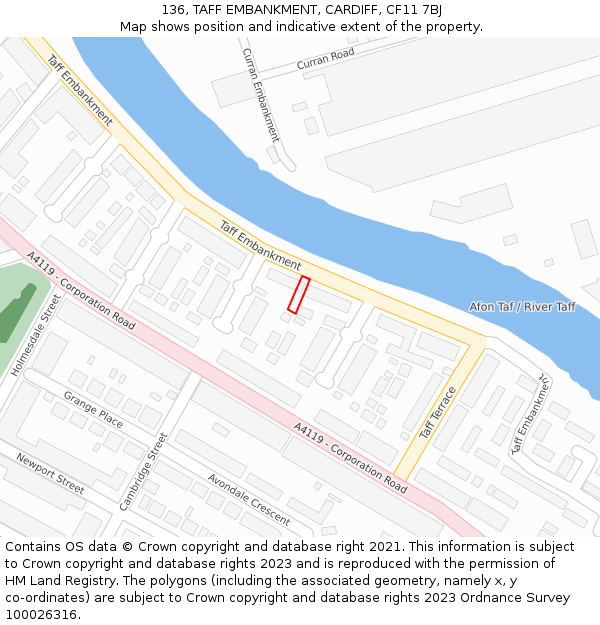 136, TAFF EMBANKMENT, CARDIFF, CF11 7BJ: Location map and indicative extent of plot