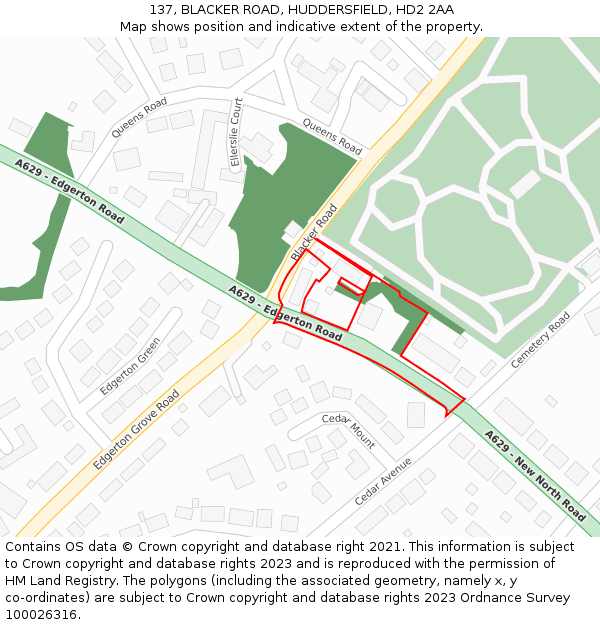 137, BLACKER ROAD, HUDDERSFIELD, HD2 2AA: Location map and indicative extent of plot
