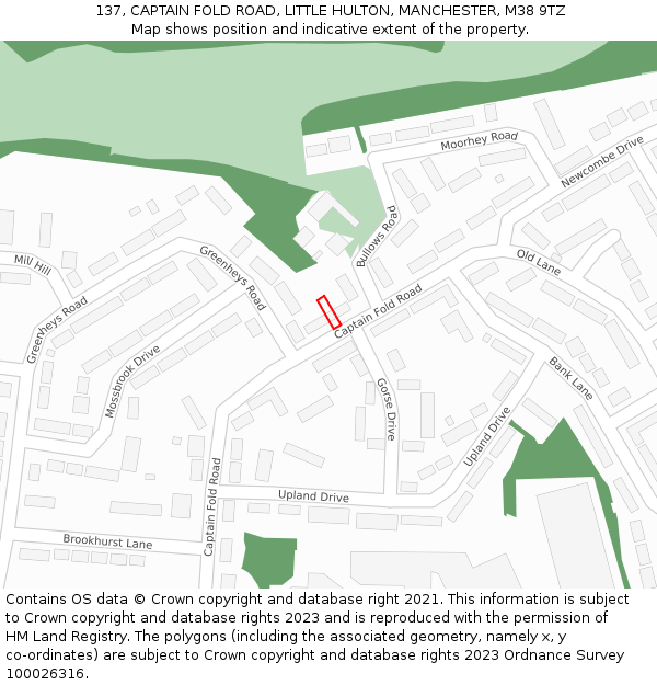 137, CAPTAIN FOLD ROAD, LITTLE HULTON, MANCHESTER, M38 9TZ: Location map and indicative extent of plot