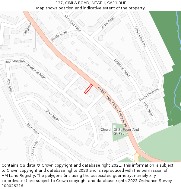 137, CIMLA ROAD, NEATH, SA11 3UE: Location map and indicative extent of plot