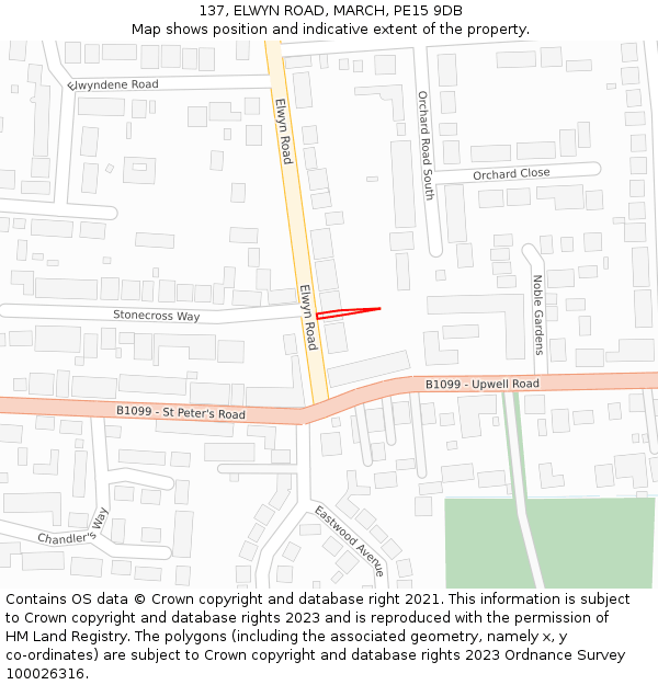 137, ELWYN ROAD, MARCH, PE15 9DB: Location map and indicative extent of plot