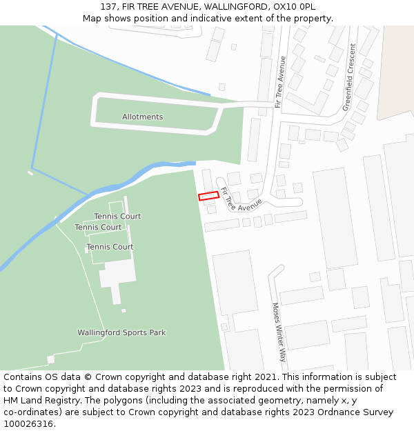 137, FIR TREE AVENUE, WALLINGFORD, OX10 0PL: Location map and indicative extent of plot