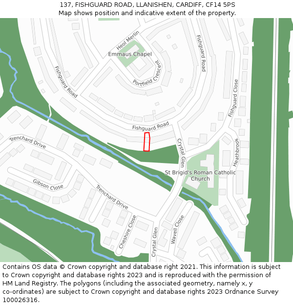 137, FISHGUARD ROAD, LLANISHEN, CARDIFF, CF14 5PS: Location map and indicative extent of plot