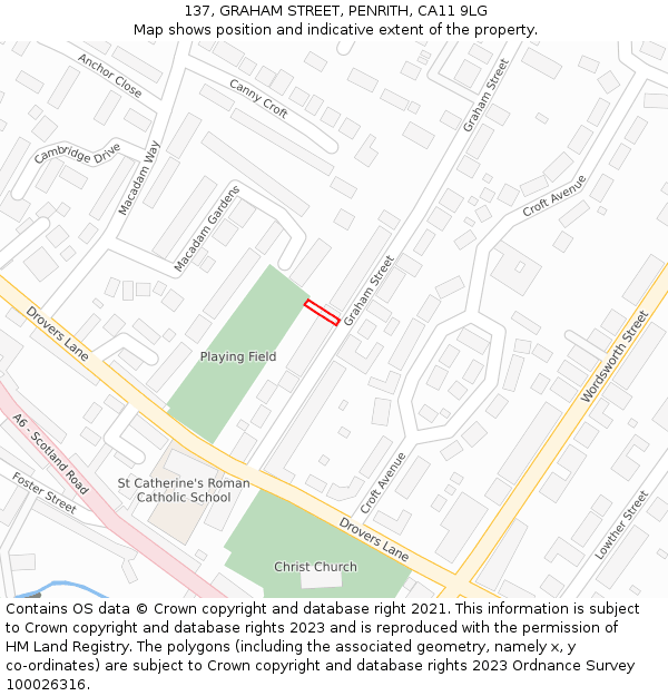 137, GRAHAM STREET, PENRITH, CA11 9LG: Location map and indicative extent of plot