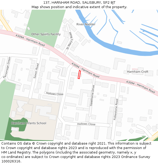 137, HARNHAM ROAD, SALISBURY, SP2 8JT: Location map and indicative extent of plot