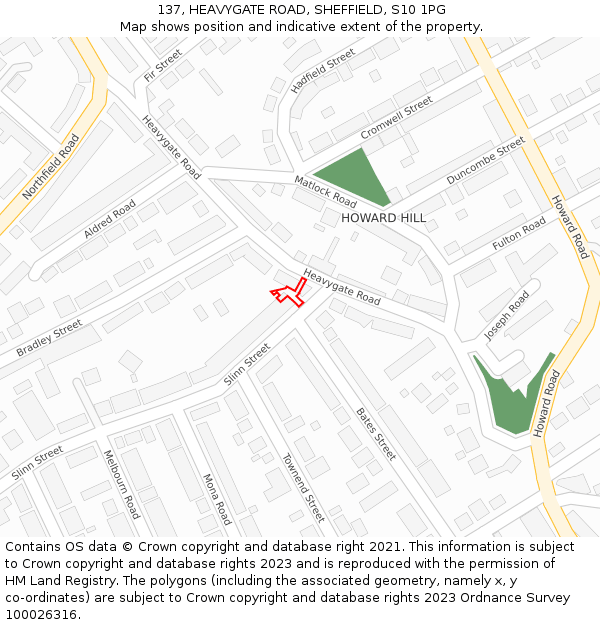 137, HEAVYGATE ROAD, SHEFFIELD, S10 1PG: Location map and indicative extent of plot