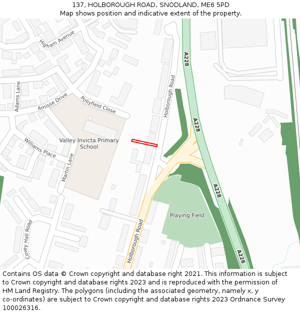137, HOLBOROUGH ROAD, SNODLAND, ME6 5PD: Location map and indicative extent of plot