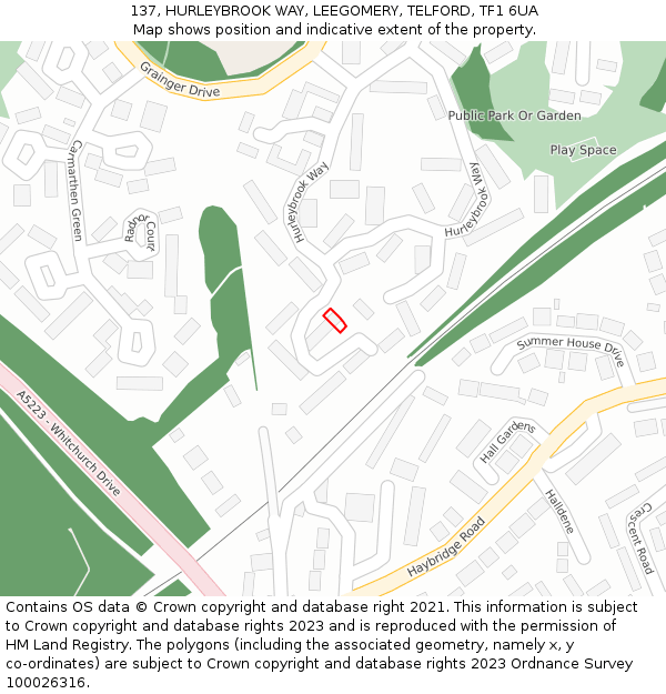 137, HURLEYBROOK WAY, LEEGOMERY, TELFORD, TF1 6UA: Location map and indicative extent of plot