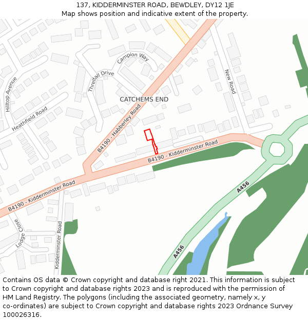 137, KIDDERMINSTER ROAD, BEWDLEY, DY12 1JE: Location map and indicative extent of plot