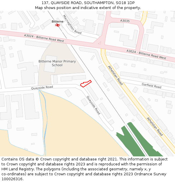 137, QUAYSIDE ROAD, SOUTHAMPTON, SO18 1DP: Location map and indicative extent of plot