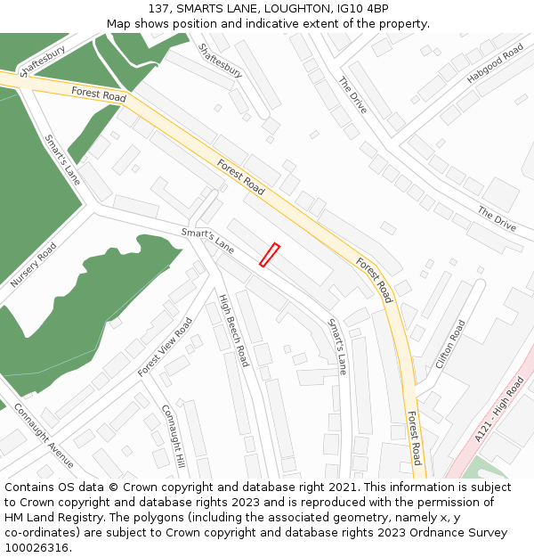 137, SMARTS LANE, LOUGHTON, IG10 4BP: Location map and indicative extent of plot