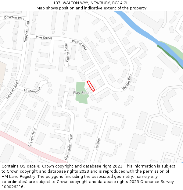 137, WALTON WAY, NEWBURY, RG14 2LL: Location map and indicative extent of plot