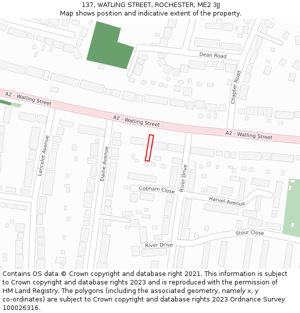 137, WATLING STREET, ROCHESTER, ME2 3JJ: Location map and indicative extent of plot
