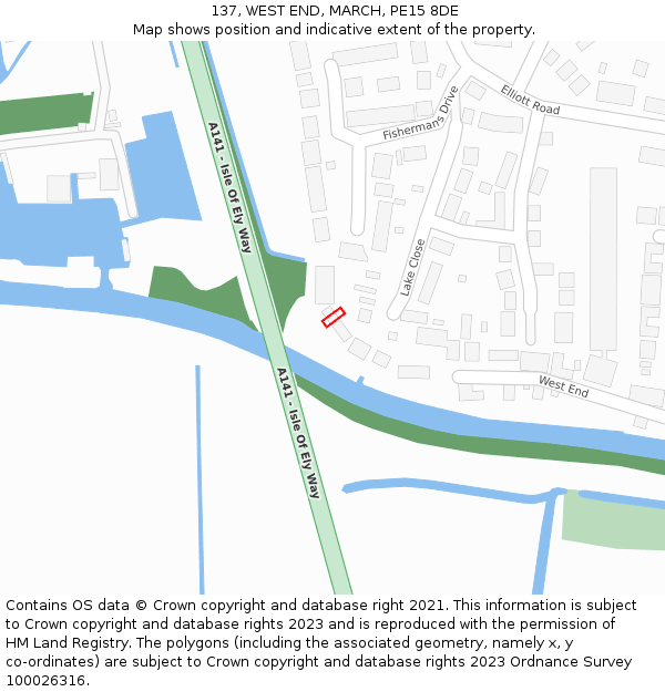 137, WEST END, MARCH, PE15 8DE: Location map and indicative extent of plot