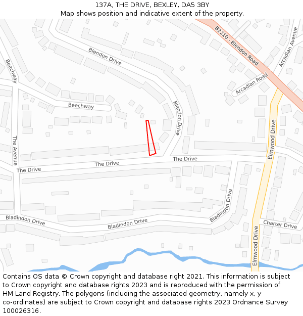 137A, THE DRIVE, BEXLEY, DA5 3BY: Location map and indicative extent of plot