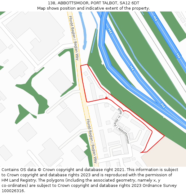 138, ABBOTTSMOOR, PORT TALBOT, SA12 6DT: Location map and indicative extent of plot