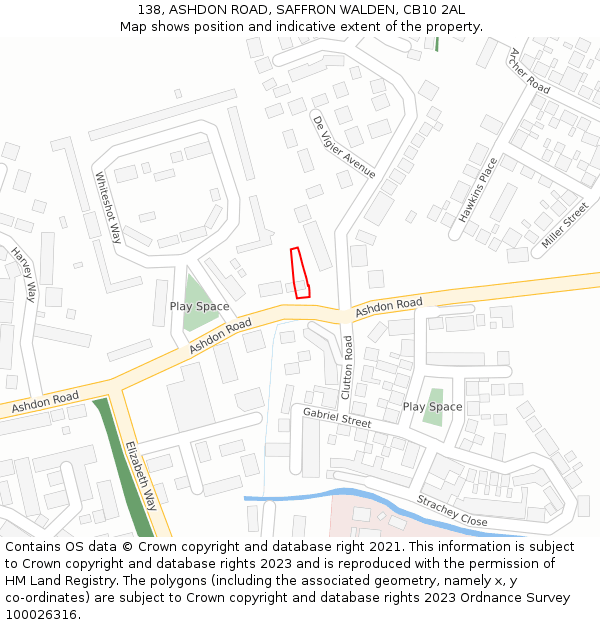 138, ASHDON ROAD, SAFFRON WALDEN, CB10 2AL: Location map and indicative extent of plot