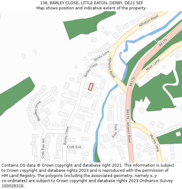 138, BARLEY CLOSE, LITTLE EATON, DERBY, DE21 5EF: Location map and indicative extent of plot