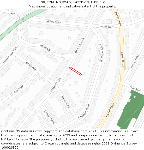 138, EDMUND ROAD, HASTINGS, TN35 5LQ: Location map and indicative extent of plot