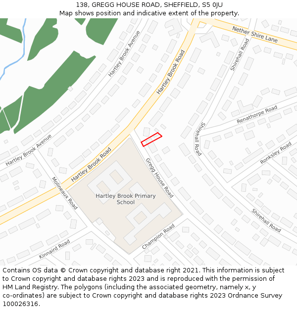 138, GREGG HOUSE ROAD, SHEFFIELD, S5 0JU: Location map and indicative extent of plot