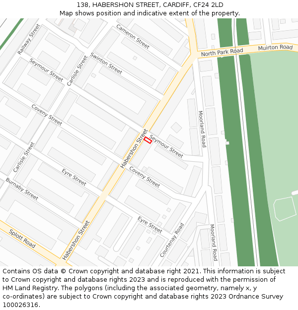 138, HABERSHON STREET, CARDIFF, CF24 2LD: Location map and indicative extent of plot