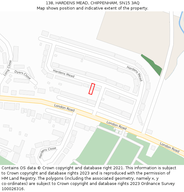 138, HARDENS MEAD, CHIPPENHAM, SN15 3AQ: Location map and indicative extent of plot
