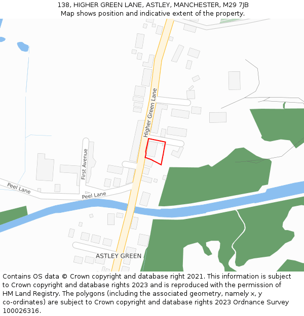 138, HIGHER GREEN LANE, ASTLEY, MANCHESTER, M29 7JB: Location map and indicative extent of plot