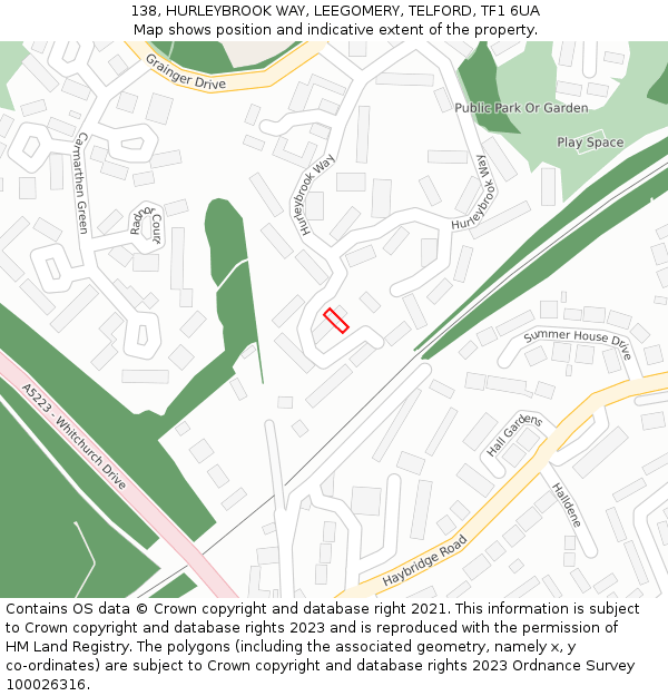 138, HURLEYBROOK WAY, LEEGOMERY, TELFORD, TF1 6UA: Location map and indicative extent of plot