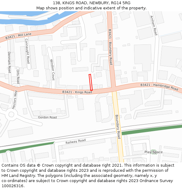 138, KINGS ROAD, NEWBURY, RG14 5RG: Location map and indicative extent of plot