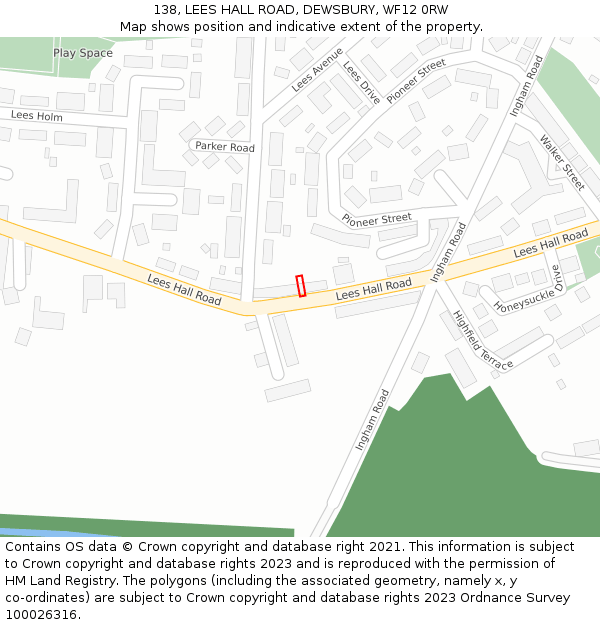 138, LEES HALL ROAD, DEWSBURY, WF12 0RW: Location map and indicative extent of plot