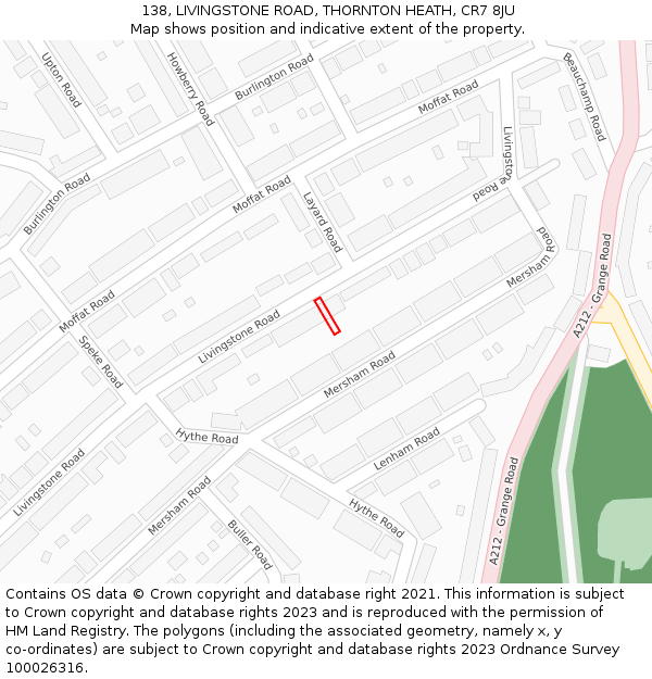 138, LIVINGSTONE ROAD, THORNTON HEATH, CR7 8JU: Location map and indicative extent of plot