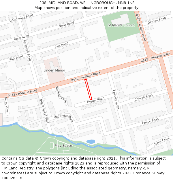 138, MIDLAND ROAD, WELLINGBOROUGH, NN8 1NF: Location map and indicative extent of plot