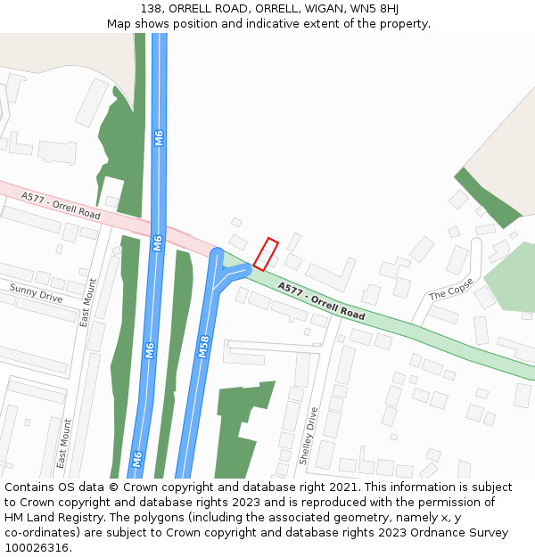 138, ORRELL ROAD, ORRELL, WIGAN, WN5 8HJ: Location map and indicative extent of plot