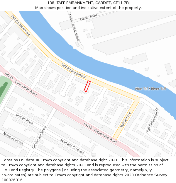 138, TAFF EMBANKMENT, CARDIFF, CF11 7BJ: Location map and indicative extent of plot