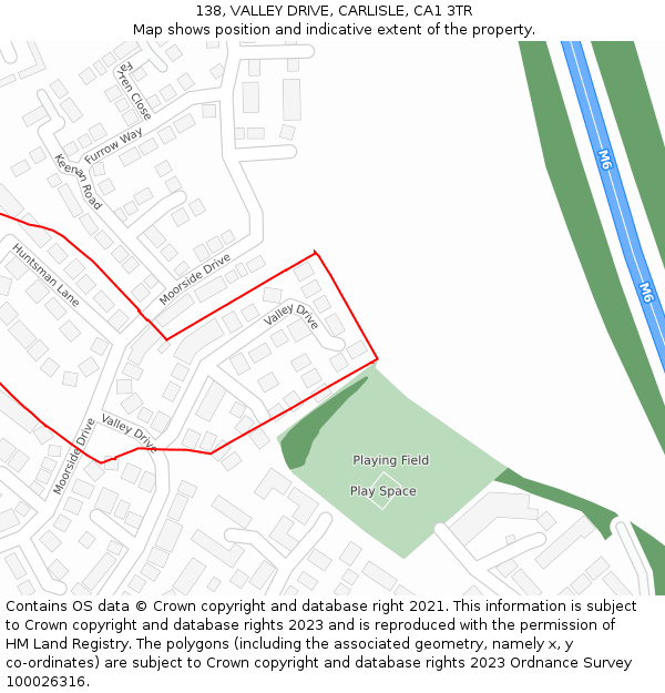 138, VALLEY DRIVE, CARLISLE, CA1 3TR: Location map and indicative extent of plot