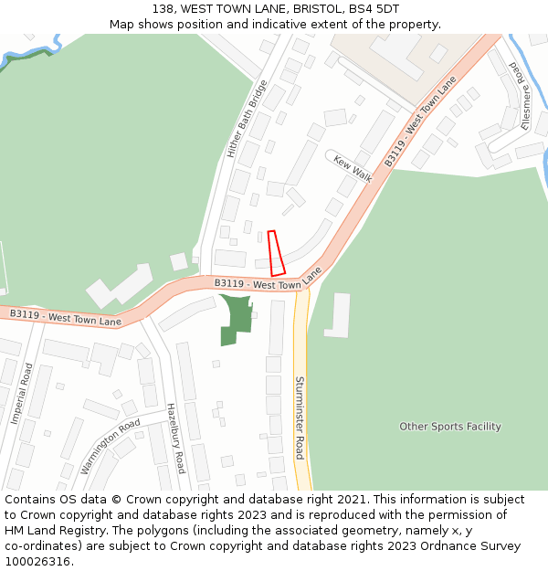 138, WEST TOWN LANE, BRISTOL, BS4 5DT: Location map and indicative extent of plot